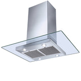 Faber Ceiling Mounted | 3 Layer Baffle Filter Chimney- HOOD GLASSY ISOLA PLUS LTW 90cm Chimney, Stainless Less Steel, Flat Glass,  Smart Led Lamp| 1000m3/hr Chimney suction Power